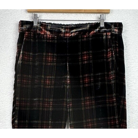 J.Crew Velvet Peyton Wide Leg Pants Womens 14T Tall Stewart Tartan Plaid Holiday - Picture 2 of 14